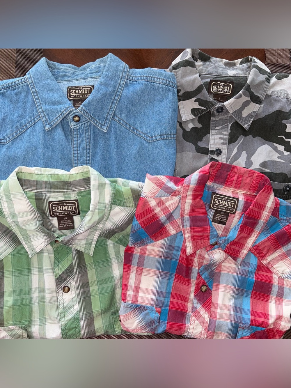 SCHMIDT SZ L Men's Casual SNAP/Button-Down Shirts 100%cotton (set of 4)